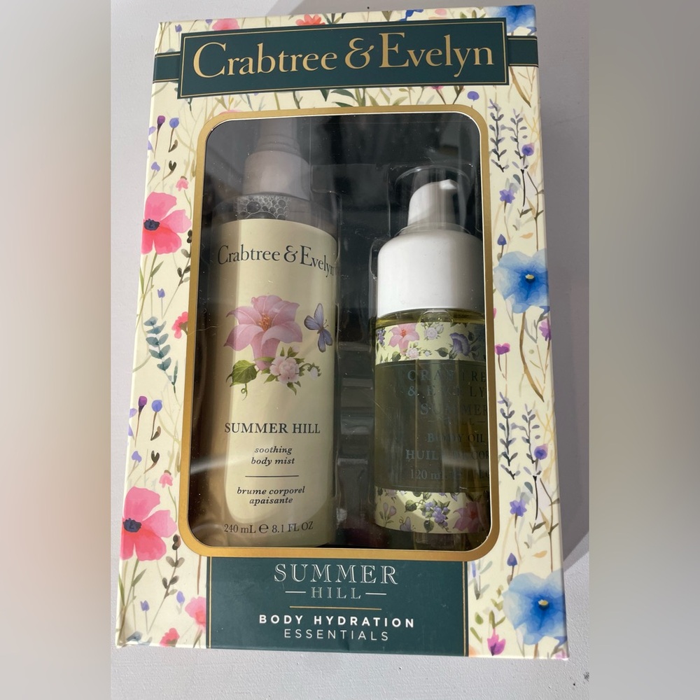 Crabtree & Evelyn, Summer Hill Body Mist Body Oil Full Size Hydration Gift Set